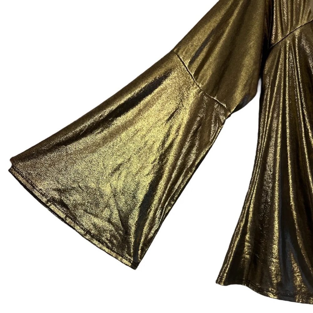 NWT CHARLOTTE RUSSE Blouse Gold Shimmer Women's Size L - Picture 3 of 5
